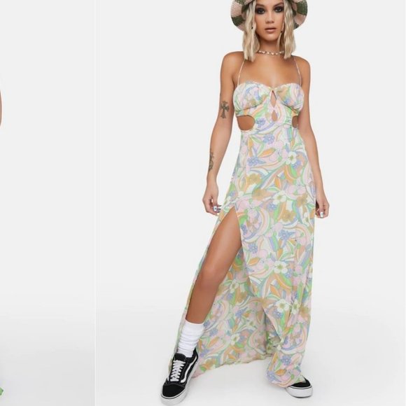 NWT FOR LOVE & LEMONS Sexy Guinevere Maxi Cutout Dress